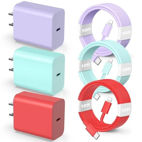 Fast Charging Wall Charger with USB-C to Lightning Cable, Chamer