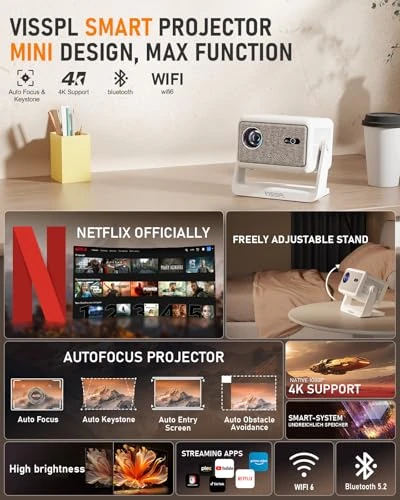 Smart Projector with WiFi and Bluetooth, VISSPL