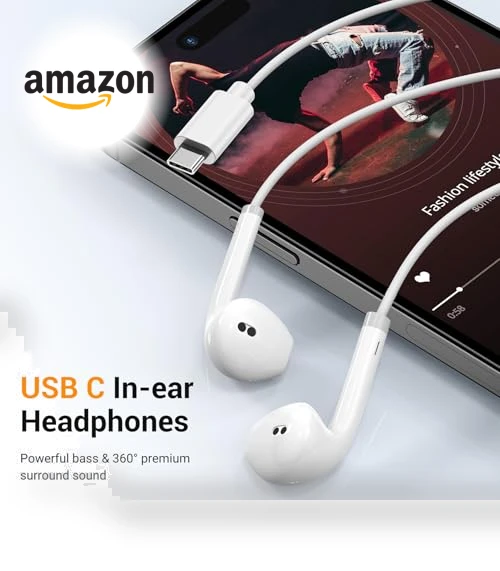 Wired Earphones with USB-C Connector — In-Ear Headphones, Lanteso