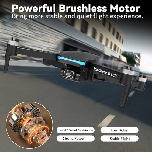 Foldable RC Drone with LCD Screen, Toladrone