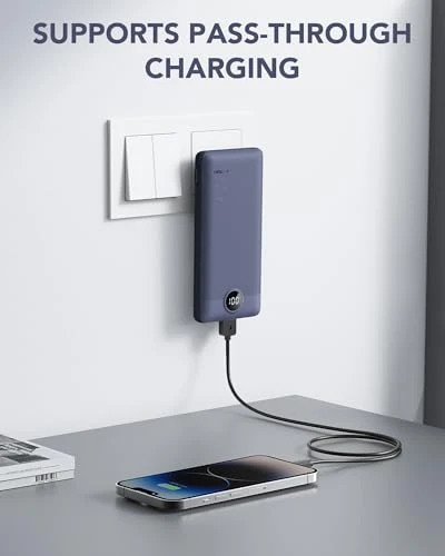 Portable Charger with Built-in Cables and AC Wall Plug — Power Bank, VRURC