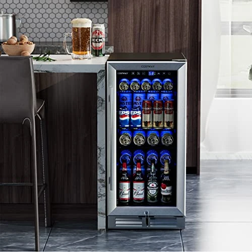 15 Inch Beverage Cooler Refrigerator, COSTWAY