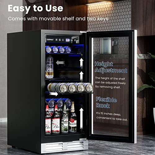 15 Inch Beverage Cooler Refrigerator, COSTWAY