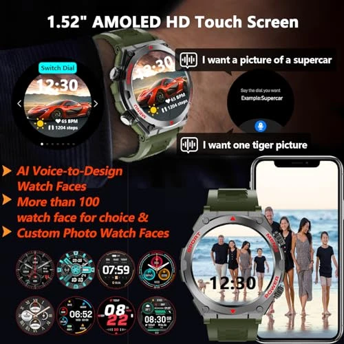 AI Smartwatch with Health Monitoring, Bvlrksc