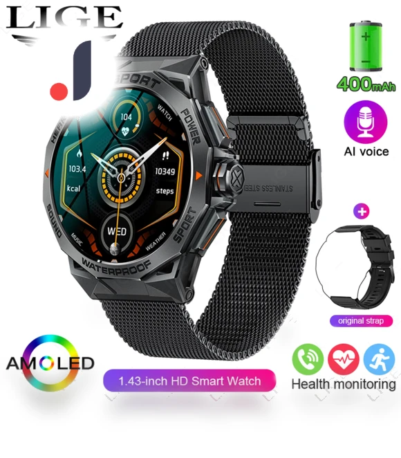 Fully Steel Smart Watch with Round HD Screen — Smartwatches, LIGE