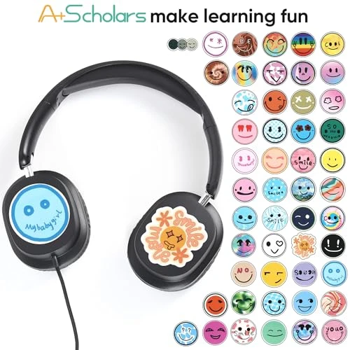 Kids Headphones Bulk Pack for School, HD Mic Stereo Sound Over-Ear, Comfortable Fit, Foldable, Wired, A+ Scholars