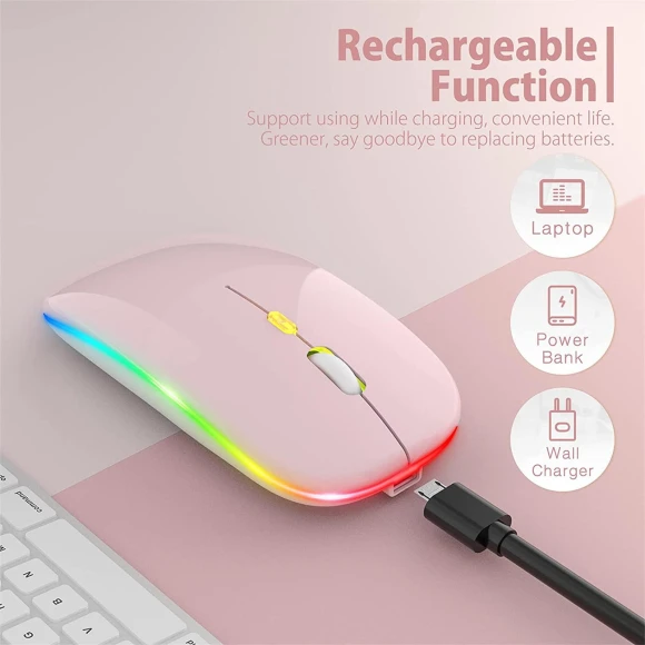 Rechargeable Ultra-Thin Silent LED Wireless Mouse, Ximalaya