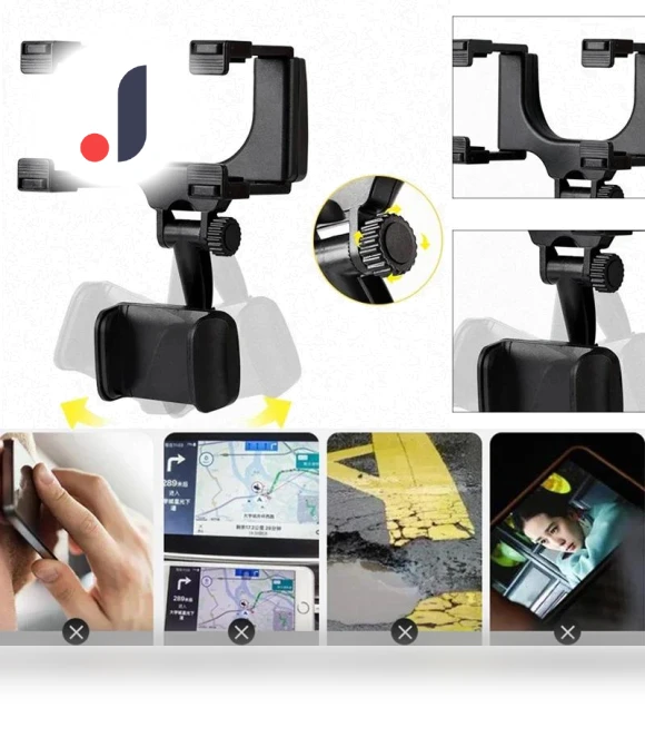 360° Car Mirror Telescopic Smart Phone Holder Mount — Dashboard Installation Kits, Auto Launcher