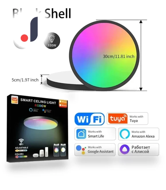 Smart LED Ceiling Light — Overhead Lighting, Rainbow Rain