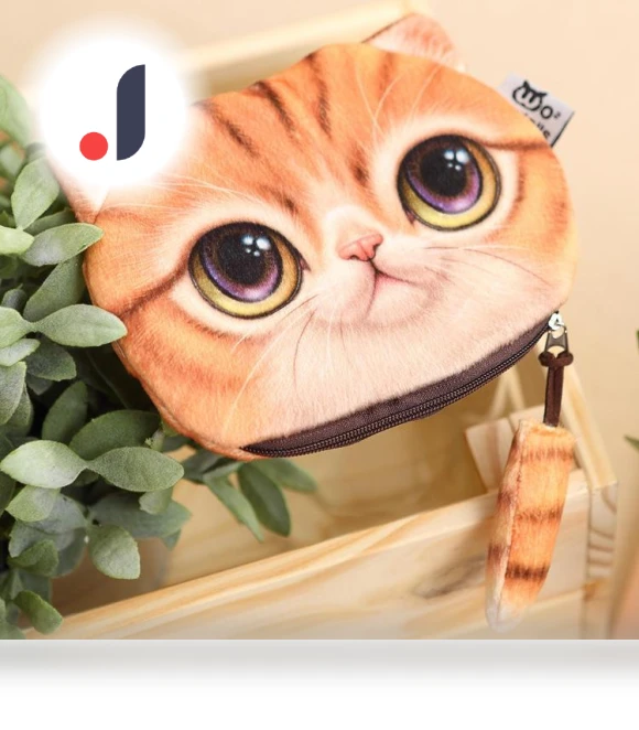 3D Cat Head Plush Coin Purse with Tail — Pillows, AI Supermarket