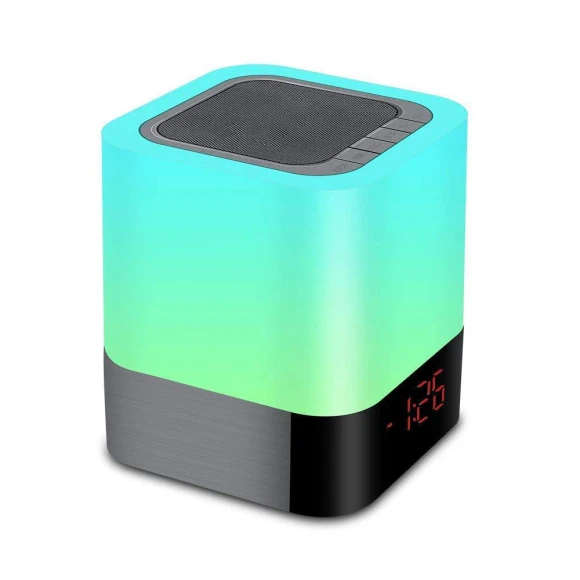 Colorful Bluetooth Speaker with Night Light and Digital Alarm — Desk Lamp, Your Warm Home
