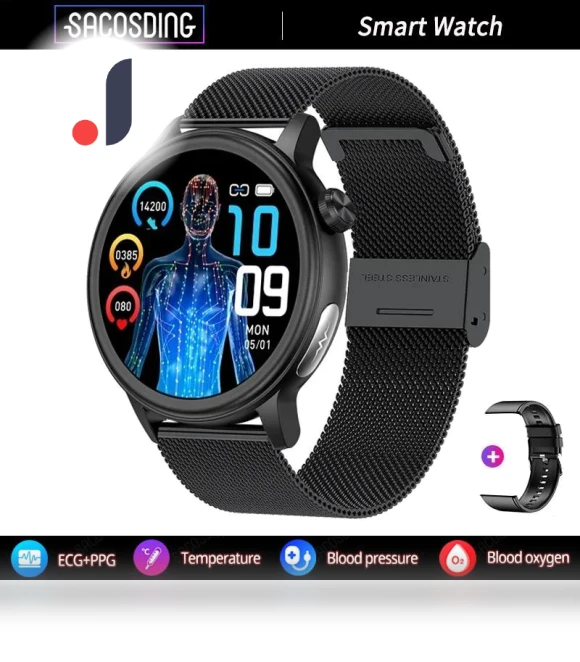 Smart Watch with ECG + PPG Bluetooth Calling — Smartwatches, SACOSDING