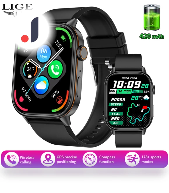Bluetooth Smartwatch with Health Monitor — Wearable Accessories, LIGE
