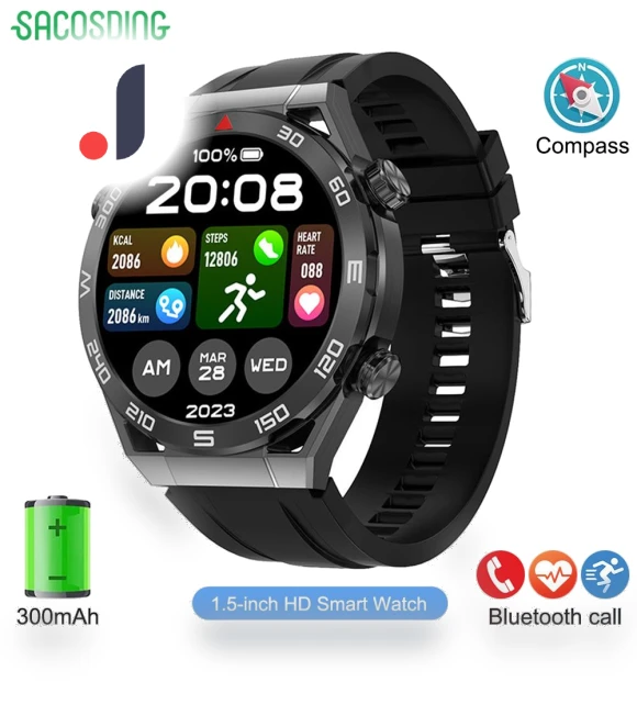 Men's Smart Watch with Bluetooth Calling and GPS Tracking — Wearable Accessories, SACOSDING