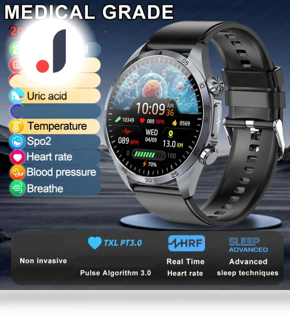 Smart Watch with ECG+PPG and Uric Acid Monitoring — Wearable Accessories, Zodvboz