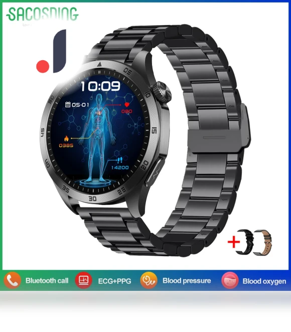 Smart Watch with ECG+PPG, Blood Pressure, Blood Oxygen, Body Temperature Monitoring — Smartwatches, SACOSDING