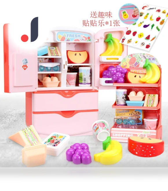 Toy Refrigerator with Double Door Touch Induction — Real-Food Appliances, Plastic Toys