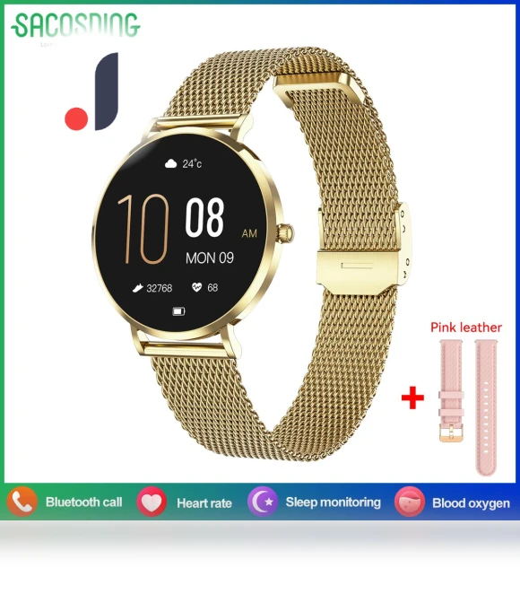 Ultra-Thin Fashionable Women's Smartwatch with AMOLED Display and Health Monitor — Wearable Accessories, SACOSDING