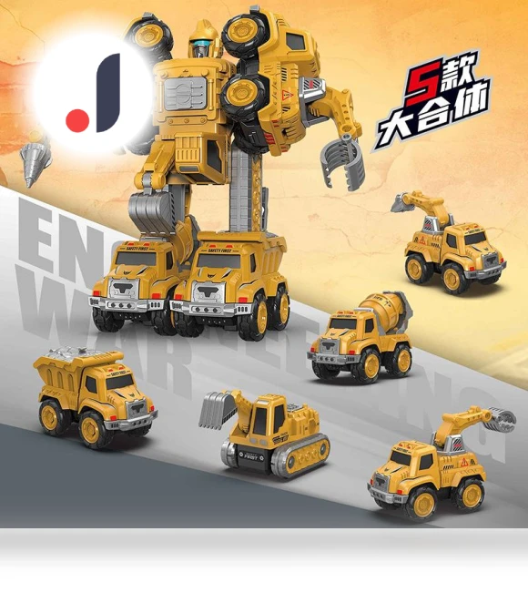 5-In-1 Alloy Deformation Dinosaur Engineering Robot Simulation Toy Set — Construction Kits, TK Toys