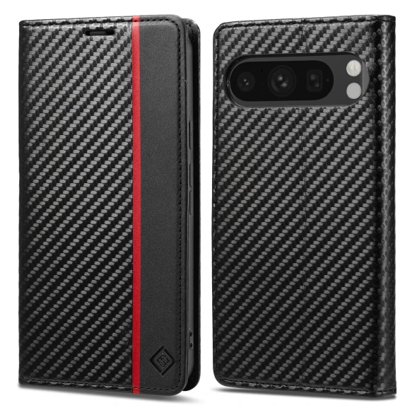 Wallet Case Carbon Fiber Texture Leather Phone Cover, Smartwatch 2025