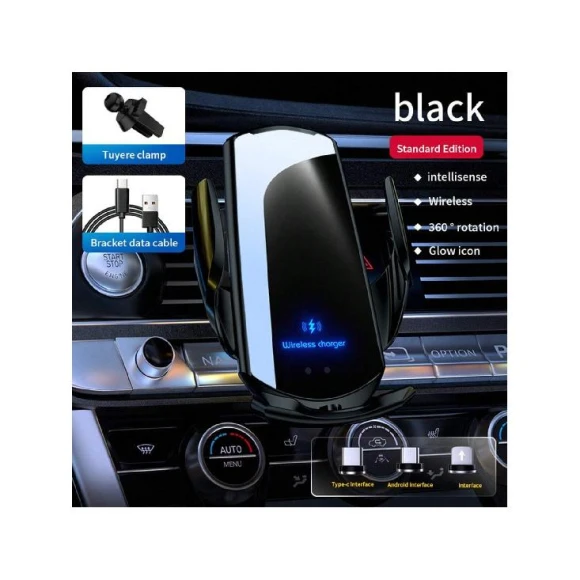 Automatic Clamp Smart Sensor 15W Wireless Car Charger, HMC