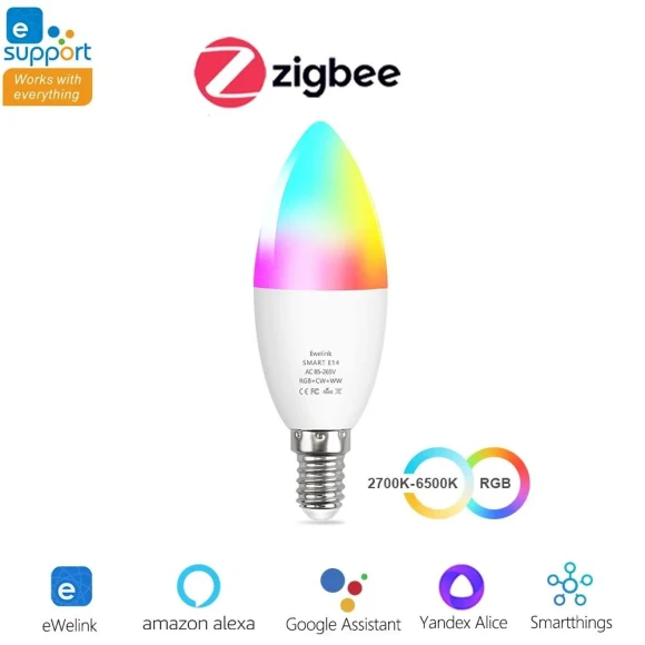 Smart RGB Light Bulb E14 Candle Lamp — LED, Good Household Items