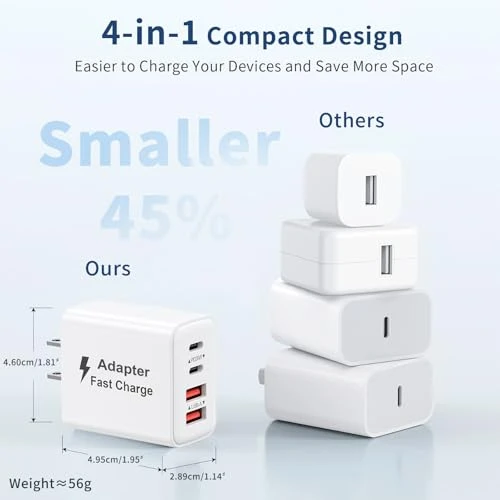 40W 4-Port USB C Fast Charging Block, Imitordirects