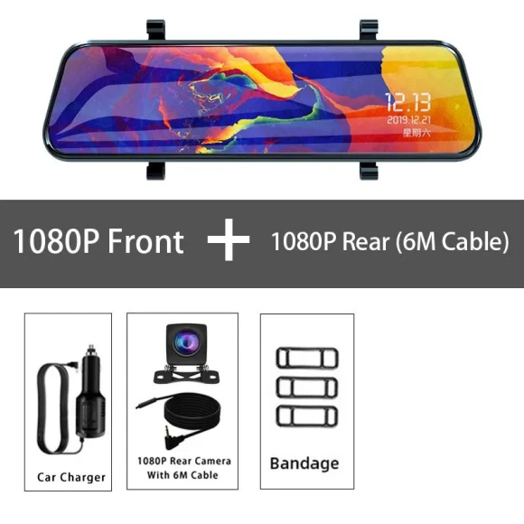 1080P Dual Lens Car Mirror Dash Cam, CANKE