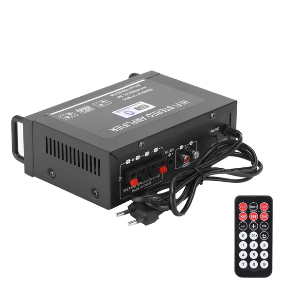 2-Channel Power Amplifier Mini Bluetooth USB FM Smart Digital, Fishine