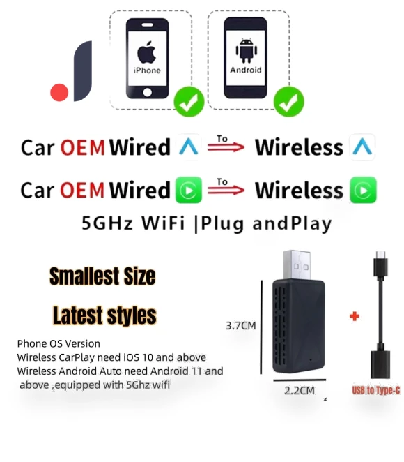 2-in-1 Wireless CarPlay Android Auto Adapter — Car Accessories & Gadgets, Happy Home Mall