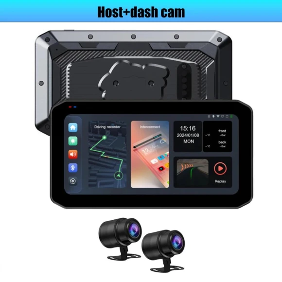 6.25" Touchscreen Motorcycle Dual Camera Wireless CarPlay Android Auto Bluetooth Motor DVR GPS Navigation Front Rear... — Dash Cam, Simplistic Living Home