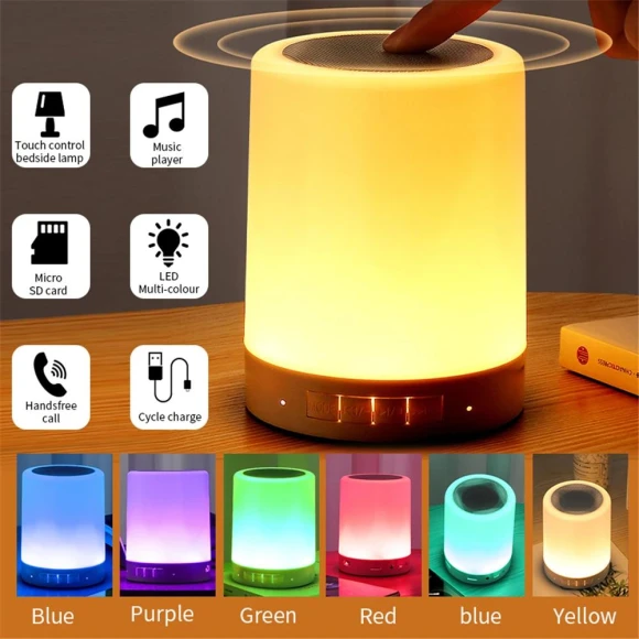 RGB Touch Bedside Lamp with Bluetooth Speaker — Desk Lamp, SaiMili Light