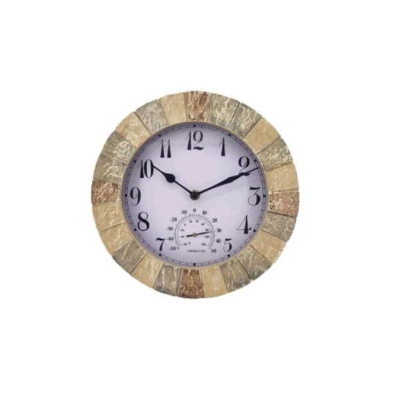 Smart Sandstone Wall Clock Thermometer, ZestCasa