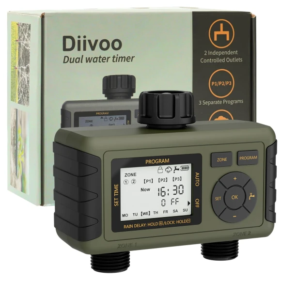 Water Sprinkler Controller with Timer — Irrigation System, Diivoo