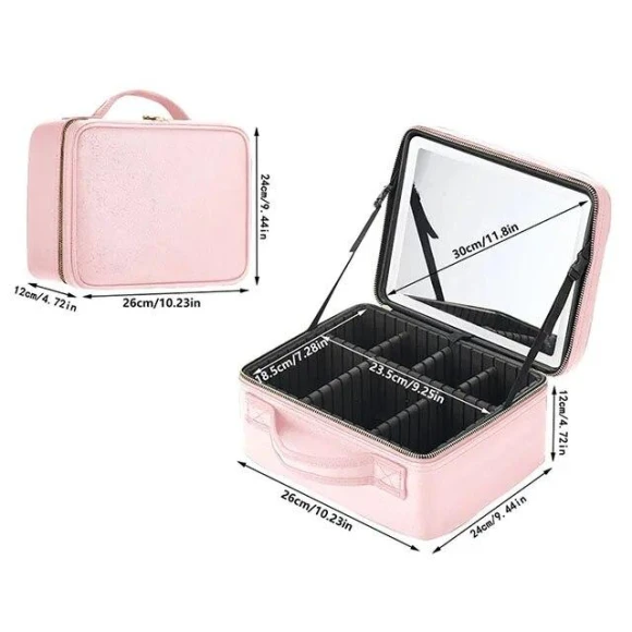 Smart LED Cosmetic Bag with Mirror, Elegant Living House