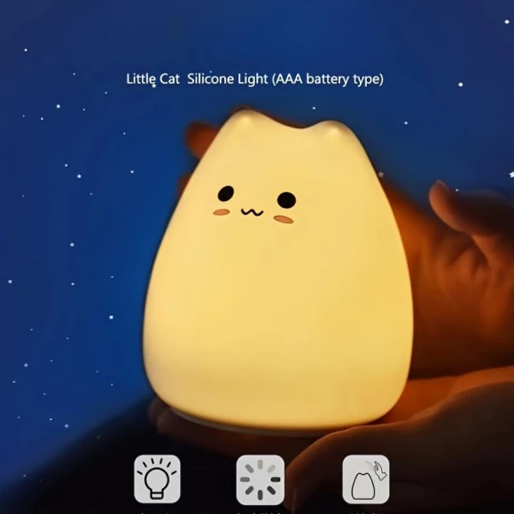 Touch-sensitive silicone night light in the shape of a cat, Great3C