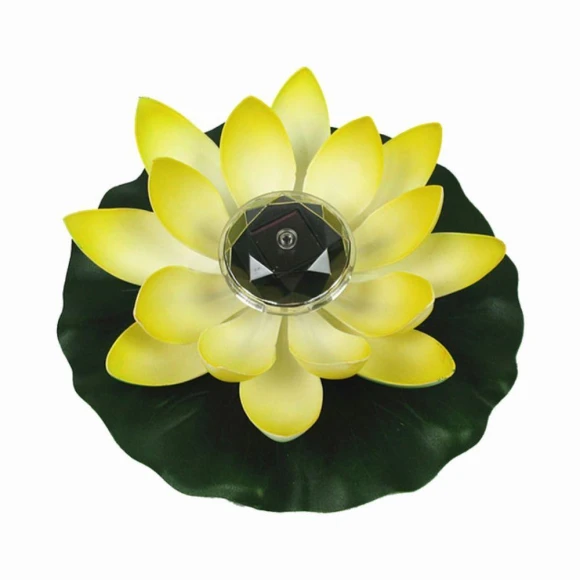 Automatic Sensor Smart Switch Solar Light Lotus Wish Lantern Garden Yellow, zhongluo