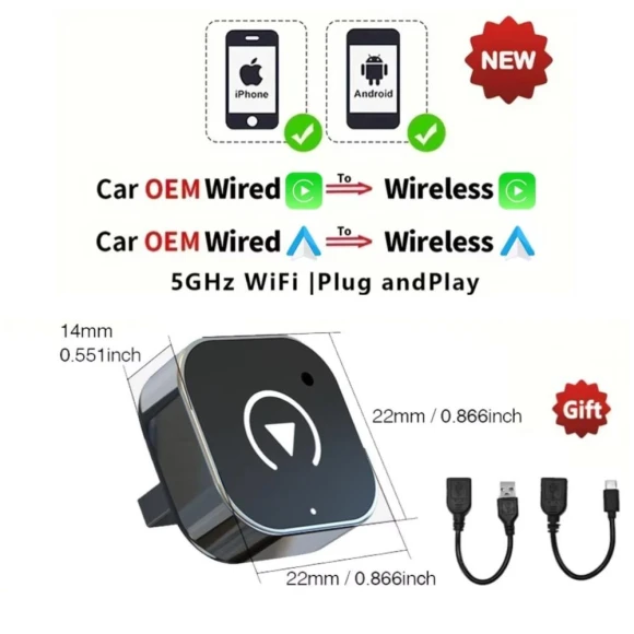 Wireless CarPlay/Android Auto Adapter, YJMP Auto Parts