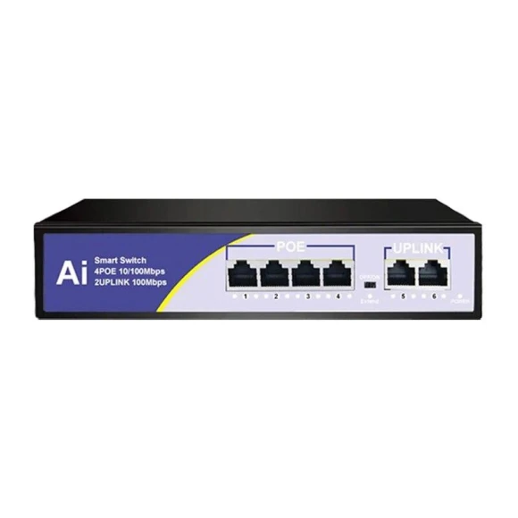 POE Switch 6 Ports 100 Mbps Ethernet Smart Switch, KuWFi