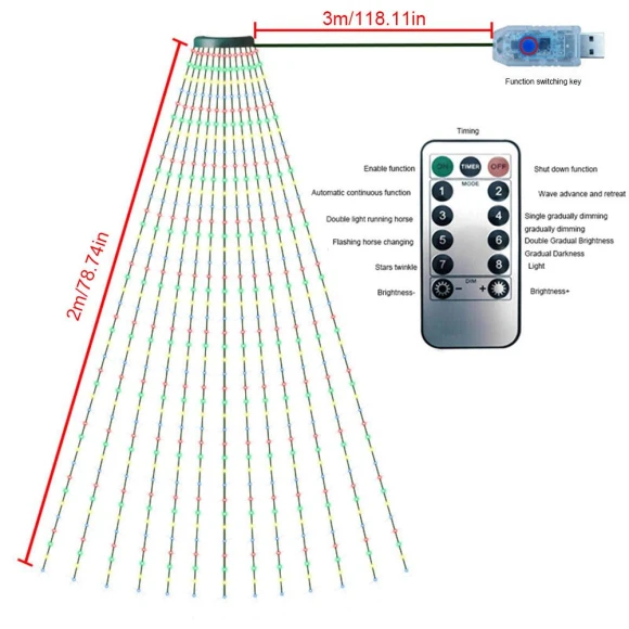 Smart Color-Changing Christmas LED Garland, Home Textile Home Decoration