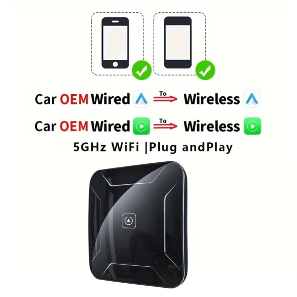 2in1 Smart AI Box Wireless CarPlay and Android Auto Adapter — Car Infotainment System, Kebidumei