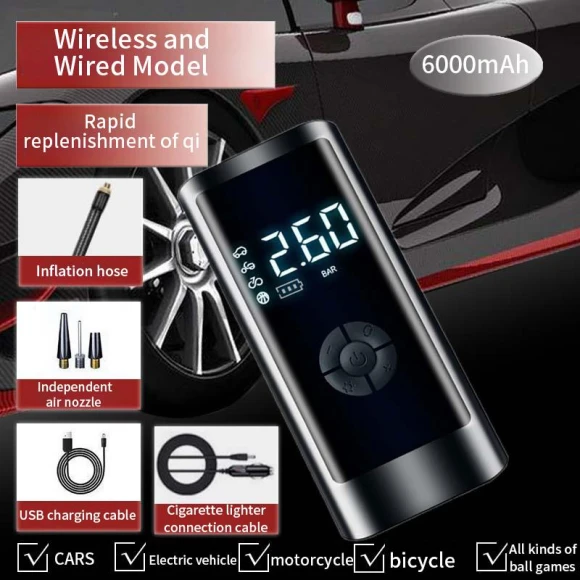 Portable Wireless Car Tire Inflator, LEIBOO