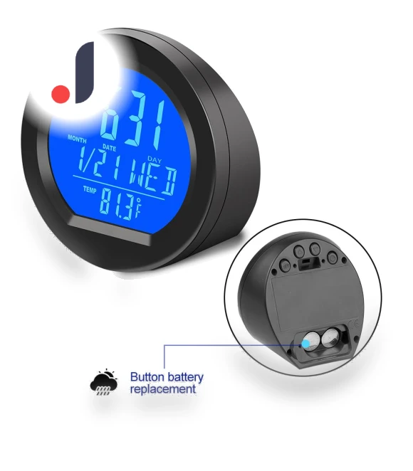 Solar Power Car Clock Thermometer with Backlight — Clock, RuJia Home Decor