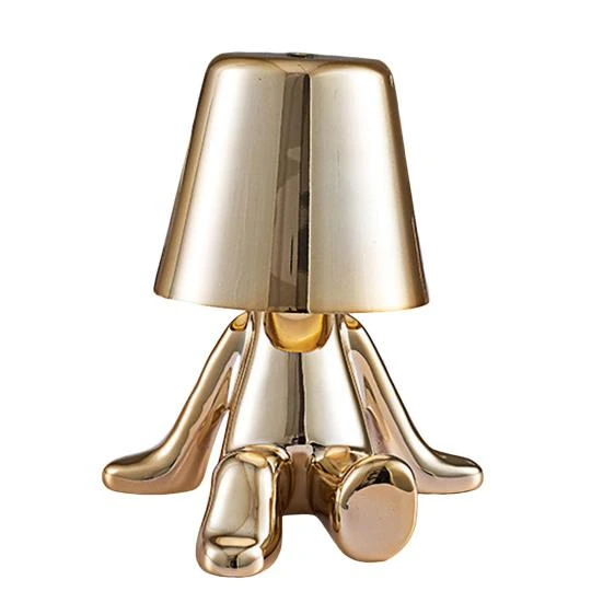 Golden Person Statue Desk Lamp with USB Charging, Hercules