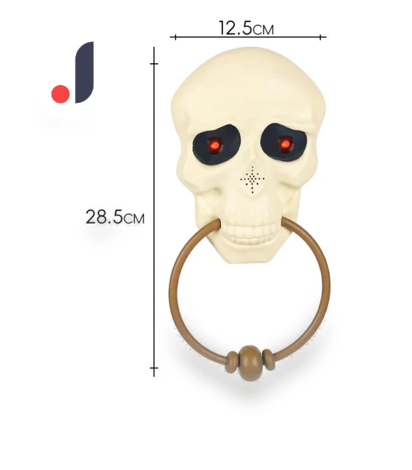 Halloween Decoration Skull Doorbell — Spooky Sounds, Rainbow Rain