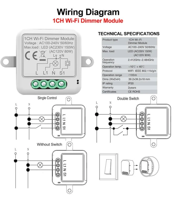 Mini Dimmer Interrupter Remote Control Electric Circuit Smart Breaker Switch — Smart Switch, HIMO Group