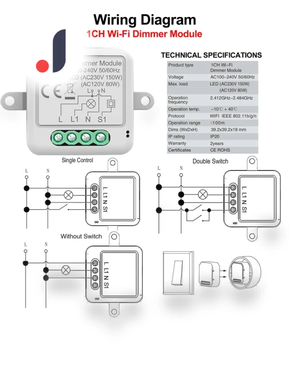 Mini Dimmer Interrupter Remote Control Electric Circuit Smart Breaker Switch — Smart Home Hubs & Controllers, HIMO Group