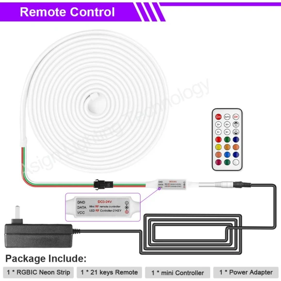 Smart RGBIC Neon Rope Light, Tuya
