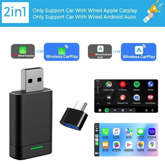 Wireless CarPlay Android Auto Adapter, Vinde Home