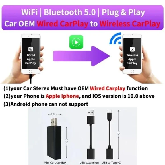 AI CarPlay Adapter for Factory Car Stereo — Car Infotainment System, Auto Accessories Home